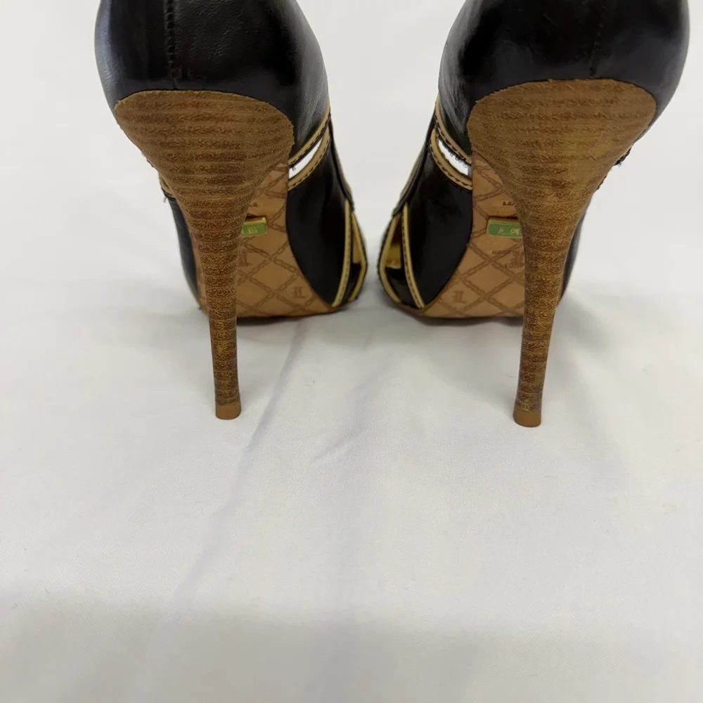 LAMB by Gwen Stefani Tiva Pump black leather with tan trim size 10M